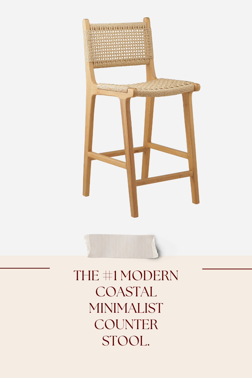 Modern Coastal Kitchen Counter Stools, Minimalist Kitchen Design, Counter Height Barstools. 