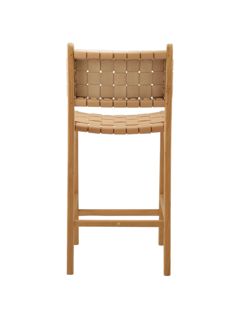 Canopy Sand Woven Leather Counter Stool