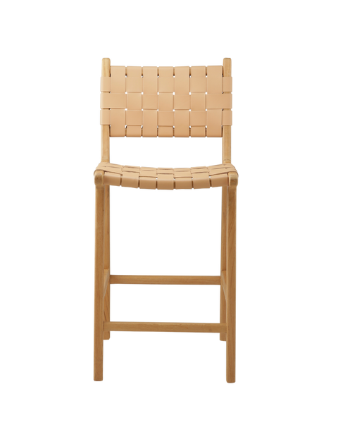 Canopy Sand Woven Leather Counter Stool