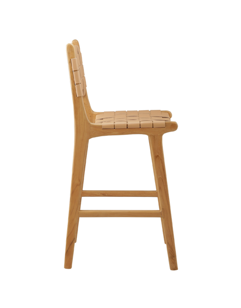 Canopy Sand Woven Leather Counter Stool