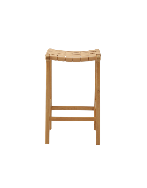 Canopy Sand Woven Leather Backless Counter Stool