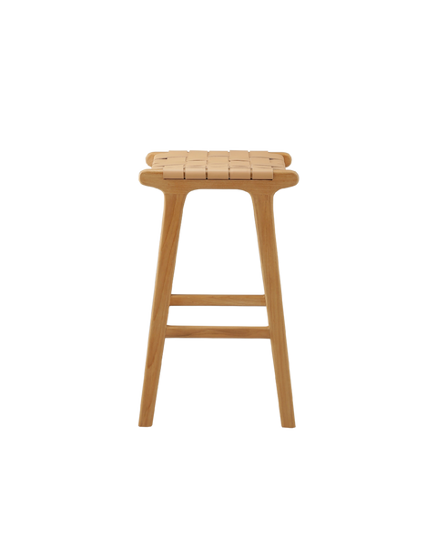 Canopy Sand Woven Leather Backless Counter Stool