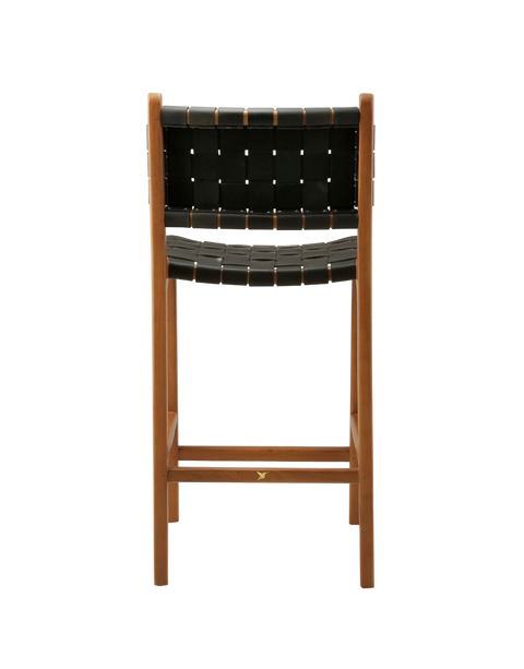 Canopy Midnight Woven Leather Counter Stool