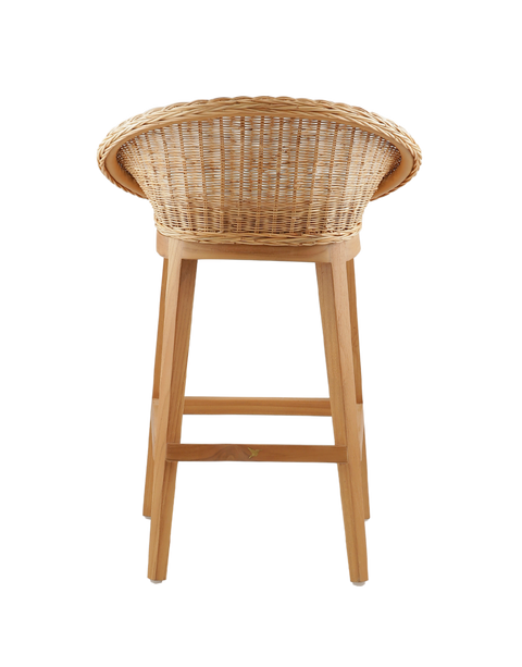 Horizon Scalloped Woven Rattan Counter Stool