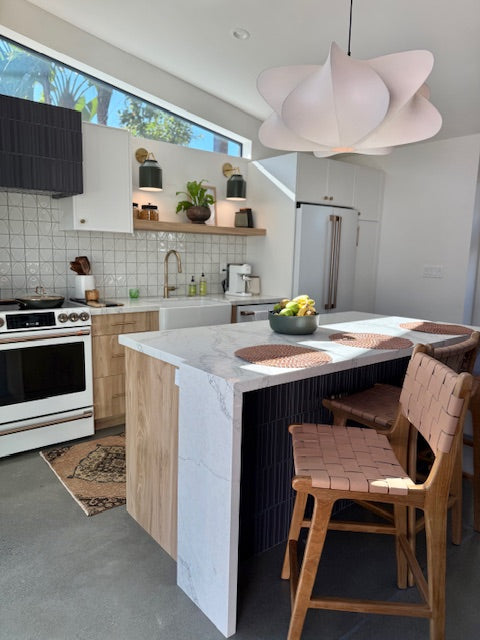 Canopy Sand Woven Leather Counter Stool