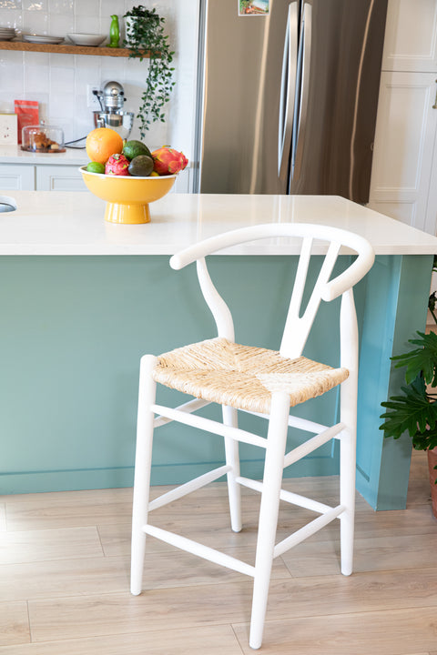 Villa Wishbone Counter Stool in White