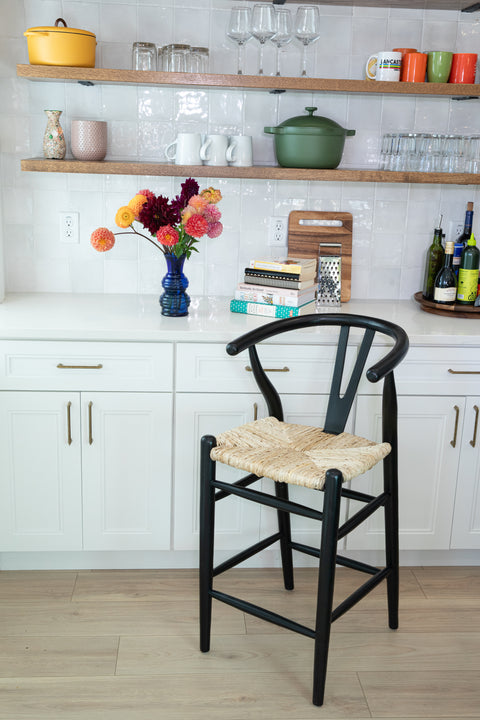 Villa Wishbone Counter Stool In Black