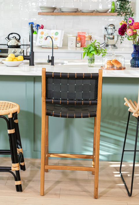 Canopy Midnight Woven Leather Counter Stool